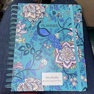 New Vera Bradley Non-Dated Large Spiral Planner Peacock Garden Addresses Dates • $24