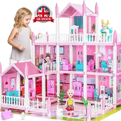 Kids House Doll House 4 Storey 11Rooms With Furniture Mansion Playhouse Toy Gift • £19.98