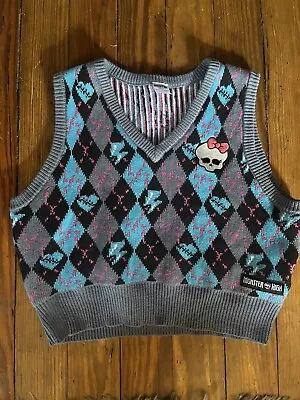 Monster High Sweater Vest Argyle Preppy Style Colorful Sz Large • $35