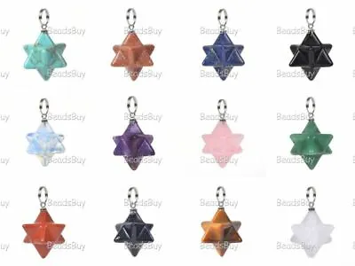 £2.99 • Buy 20mm Carved Gemstone Crystal Merkaba Star Energy Healing Sacred Geometry Pendant