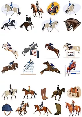 26 Stand Up Olympic Equestrian Horse Events Wafer Paper Edible Cake Toppers • £2.49