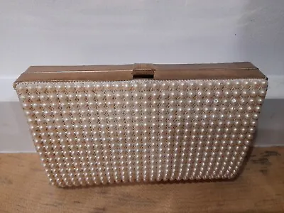 50's JR Julius Resnick Pearl Beaded Clutch 6  X 4  Evening Bag Vtg Marilyn Monro • £13