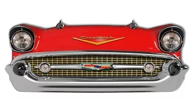 BEST SELLER 25  RED 1957 Chevy Car Bel Air Grill Front End USA STEEL Sign '57 • $125