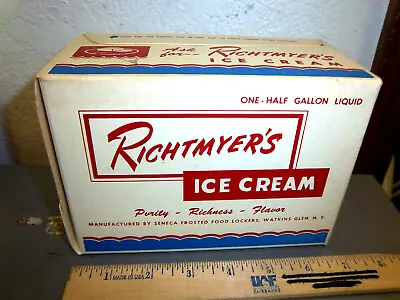 Vintage Richtmyers Ice Cream 1/2 Gallon Empty Container Watkins Glen NY  • $11.99