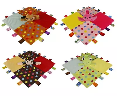 Baby Boys Girls Soft Silk Satin Tags Taggies Comforter With Rattle Blanket Teddy • £6.99