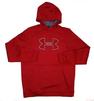 Under Armour Men's ColdGear Big Logo Fleece Hoodie 1329743 Burgundy Red Size M • $14.99