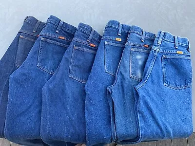 Lot Of 6 Pr Vintage Rustler Blue Denim Jeans Mens 30x30 • $59.99