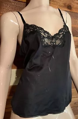 VINTAGE MAIDENFORM Sweet Nothings BLACK SIZE 36 CAMISOLE   #12008 • $24.95