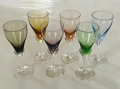 Vintage Harlequin Glasses Clawed Twist Stem X6 Wine Glasses • $60