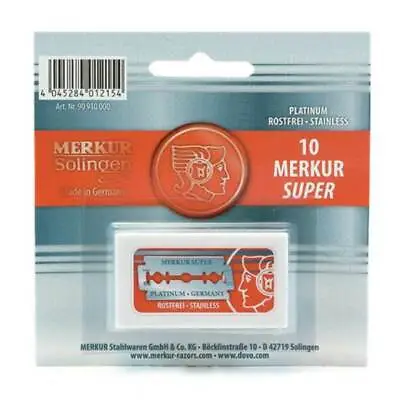 Merkur Platinum Double Edge Razor Blades 10 Pc Fast Shipping • $9.65