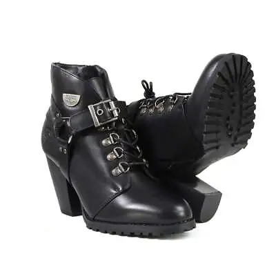Milwaukee Leather Women's Black Leather Boots With Classic Harness Ring MBL9458 • $109.99
