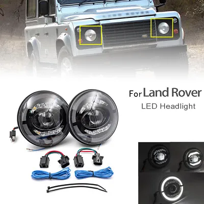 Pair 7''inch LED Headlight DRL Halo Ring ECE ADR For Land Rover Defender 90/110 • $395.99