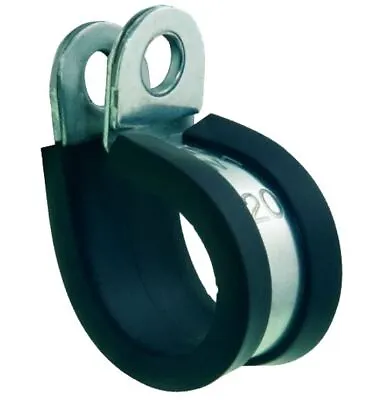 Rubber Lined P Clips ZINC PLATED MILD STEEL W1 Hose Clamp Elastic Pipe Fuel Air • £3.85