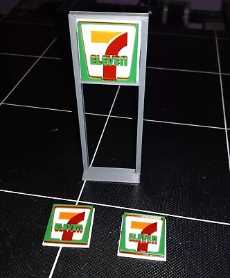 7/Eleven  HO Scale Pole And Signs Double Sided With Store Front Signs 1:87 Scale • $14.99