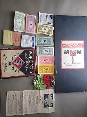 Vintage 1935 Parker Brothers Monopoly Board Game Complete!  Wooden Pieces Board • $40