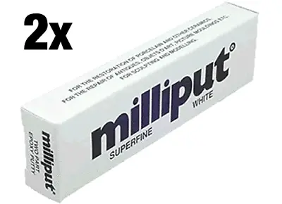 2 X MILLIPUT SUPERFINE WHITE ADHESIVE 2 TWO PART EPOXY PUTTY MODEL FILLER MOULD • £10.89