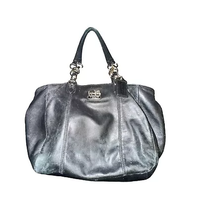 Coach Mia East West Gallery Shoulder Bag Tote Purse Black Leather Zip 15740 • $70