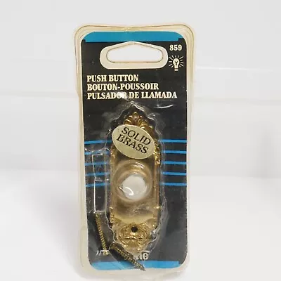 Vintage Solid Brass Door Bell Push Button Switch Plaque NOS In Package • $14.95