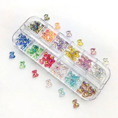 48Pcs/Box Sparkle Nail Art Rhinestones 3D Cute Bear Resin Gems Nails Manicure  • $5.77