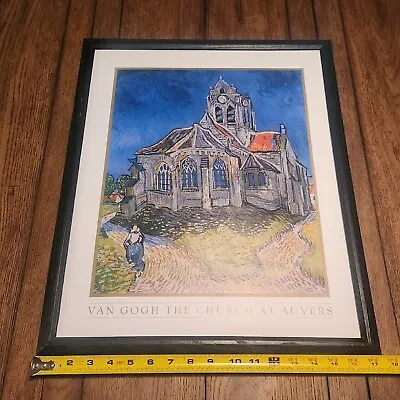 Van Gogh The Church At Auvers Picture Painting Print Wooden Frame European 17x21 • $14.95