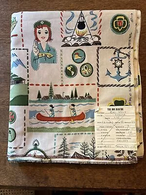 Vintage Girl Scouts Screen Printed Fabric Panels Dated 1959 2 Pieces • $125