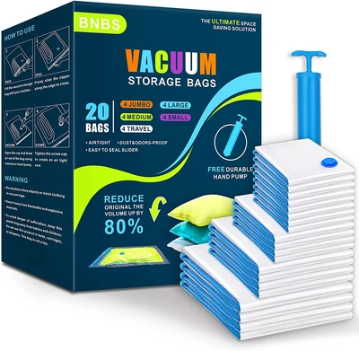 $20.39 • Buy BNBS 20 Pack Vacuum Storage Bags,Space Saver For Travel, Jumbo Space Bags For Co