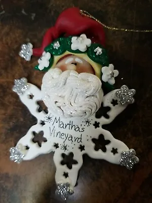 Vintage Santa Snowflake Handmade Christmas Ornament Martha's Vineyard  • £2.17