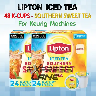 LIPTON 48 K-Cups Iced Tea Pods Capsules KEURIG Southern Sweet Black Tea Cold Box • $59