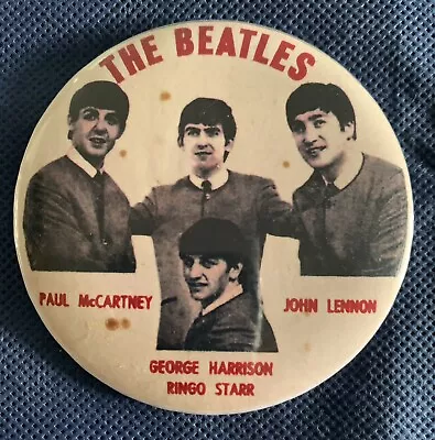 The Beatles Original US 1960s Large Tin Badge • $35