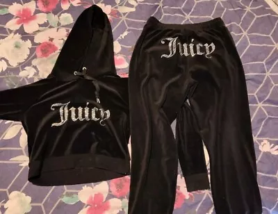 Juicy Couture Black Velour Tracksuit (S Bottoms M Jumper) • £17