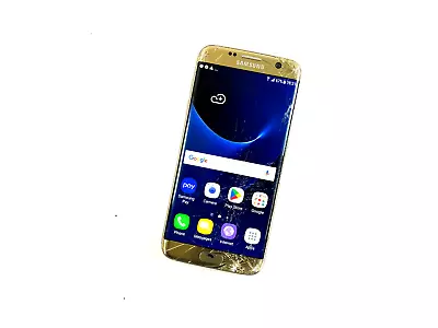 Samsung Galaxy S7 Edge SM-G935F 32GB Gold Unlocked Smashed Screen Works Well 208 • £32.99