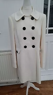 M&S Ivory Coat Black Buttons UK 16 • £35