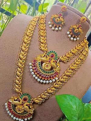 Gold Plated Indian Bollywood Bridal Necklace & Choker Wedding Temple Jewelry Set • $26.99