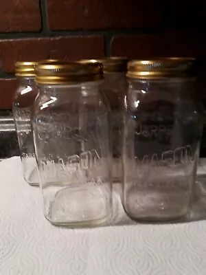 Lot Of 4 Vintage Canadian Mason Jar - Jarre Mason  Square Quart   • $26.90