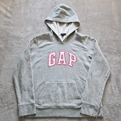 Gap Hoodie Womens Medium Grey Sweatshirt Pink Spellout Pullover Casual Cotton • £1.99