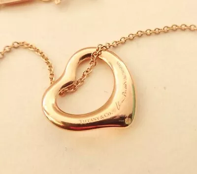 Authentic Tiffany & Co Elsa Peretti Open Heart Necklace  Pendant Necklace • $189