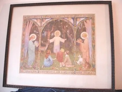 £45 • Buy Antique Margaret Tarrant Print  All Things Bright And Beautiful  Framed