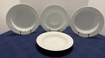 Set Of Four (4) Mikasa Classic Flair White Calla Lily 9  Rimmed Soup Bowls 1991 • $22.50