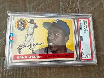 Hank Aaron 1955 Topps #47 PSA 3 VG Atlanta Braves HOF Nice Centering • $599.99