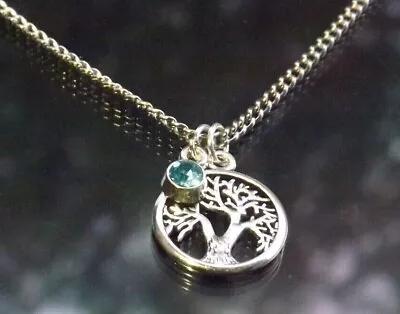 Birthstone & Tree Of Life Pendant Necklace With Silver Plated Chain By Hudegate • £3.50