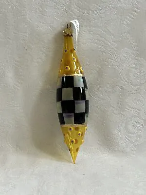 Mackenzie Childs COURTLY CHECK Design Sample Free Blown Glass TEARDROP Ornament • $84.99