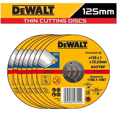 DeWALT 125mm Cutting Discs Thin Slitting Cut Off Wheel Stainless Steel Inox 5  • £4.76