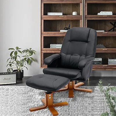 Recliner Chair With Ottoman Faux Leather Swivel Recliner Chairs Lounge Armchair • $174.99