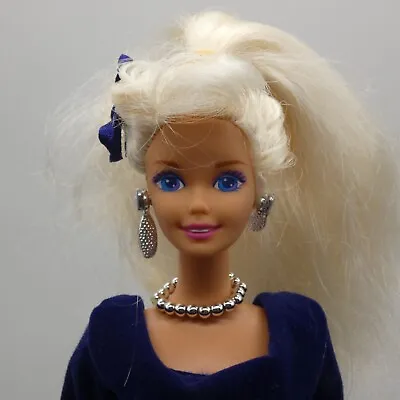 Barbie Winter Velvet Doll SuperStar Face Blonde Dress Jewelry 15571 Mattel 1996 • $7.49