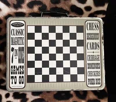 Front Porch Classics 7 N 1 Games To Go In Tin Carry Case Chess Cards Dominoes • $13.99
