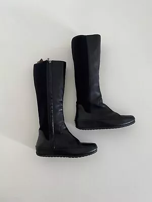 £15 • Buy Knee-high Black Flat Boots Size 5 Leather