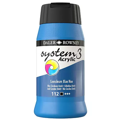 Daler Rowney System 3 Acrylic Paint Coeruleum Blue Hue (500ml) • £11.59