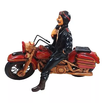 Vitg 19  Road Warrior Biker Man On Antique  Harley Motorcycle Sculpture Statue • $144.46