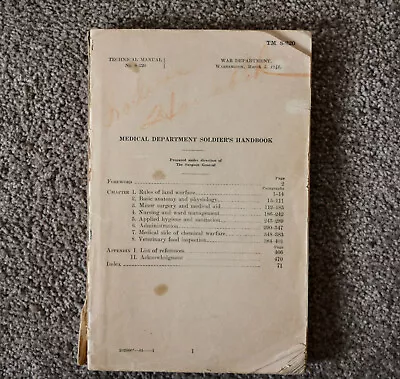 Used Book Medical Department Soldier's Handbook 1941 Acceptable • $20