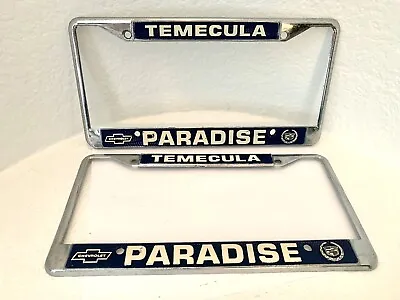 Vintage Chevrolet Cadillac Temecula California Paradise License Plate Bracket • $39.95